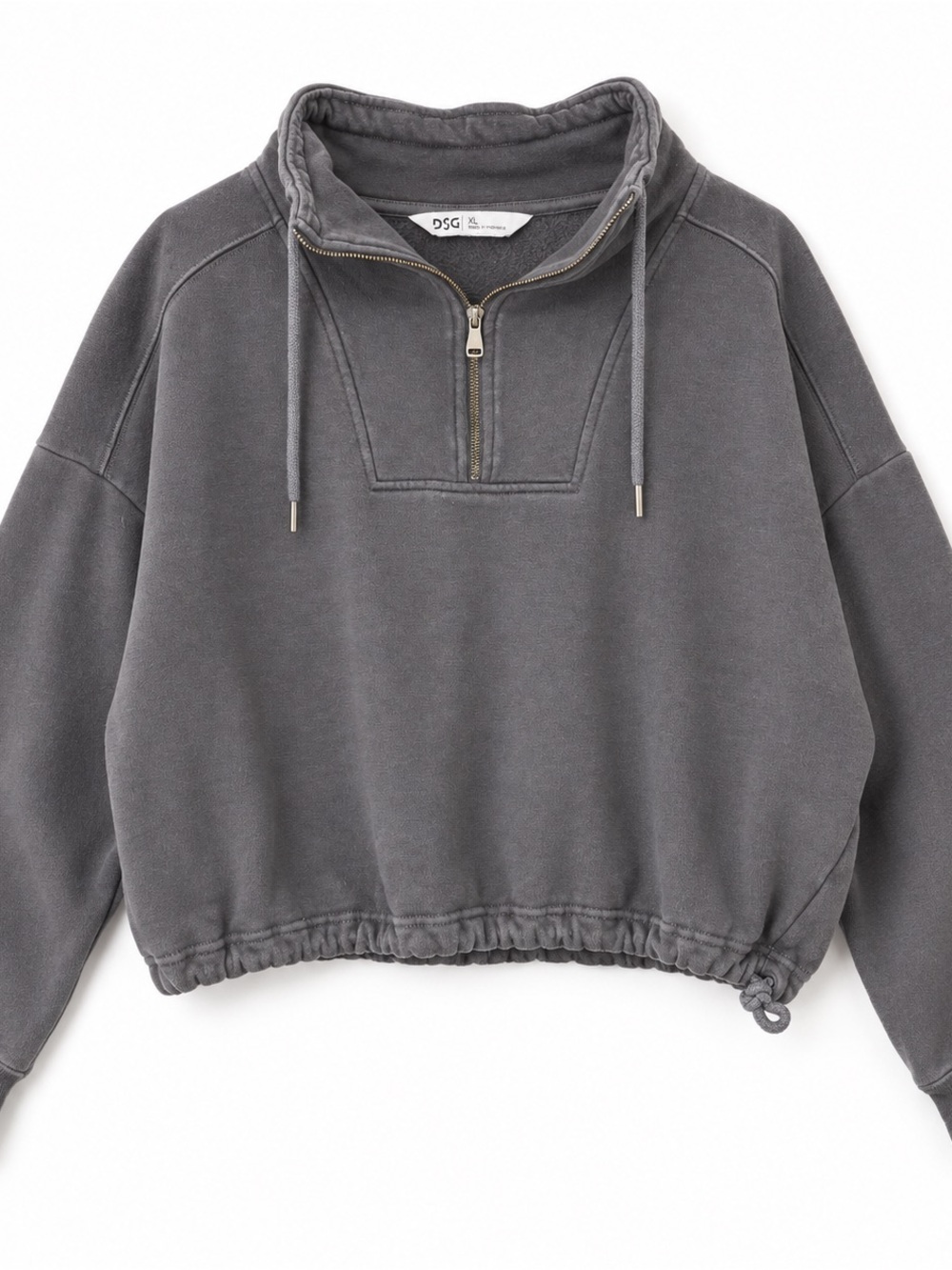 DSG Women’s XL Cropped Quarter Zip Hoodie Charcoal Gray